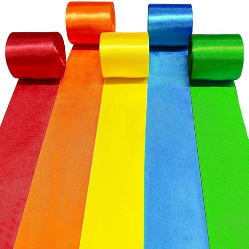 YOUYIKE 5 Rollo Cinta de Satén, 50MM x 10M Color Seda Raso, Cinta de Raso Satén para Decoración Boda Cumpleaños Fiesta,Manualidades y Complementos el Pelo Coser Arte Lazo y Tira Embalaje de Regalo