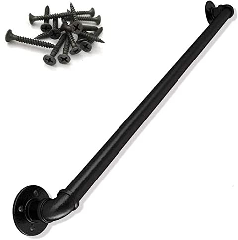 Rampe de sécurité en fer forgé pour escaliers intérieurs et extérieurs de 3,5 m avec supports métalliques noirs