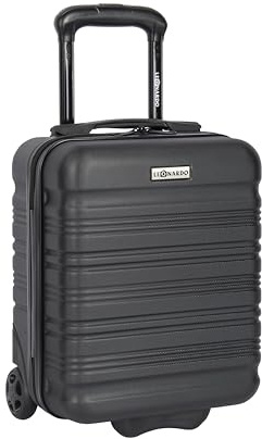 Leonardo® Valise Cabine Mini | Valise Rigide 14 Pouces à Double Roues | Trolley 25 litres avec Serrure | Valise de Voyage | Matériau ABS Léger | Valise de Cabine | 20x30x40 cm | Noire