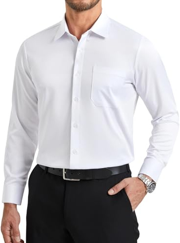 Enlision Chemise Habillée Homme Manches Longues Extensible sans Repassage Infroissable Coupe Classique avec Boutons pour Travail et Cérémonie avec Poche