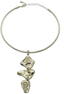 Koroshi Collana rigida dorata con ciondolo a cascata e chiusura a moschettone da donna color oro, UNI