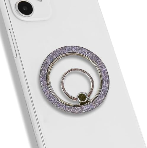 KOEMCY Anello Magnetic Ring Porta Cellulare Lucido Cavalletto Per Smartphone Magnetic Phone Stand Supporto Dita Cellulare Anello Magnetico Supporto Auto Magnet Adesivo(Viola)