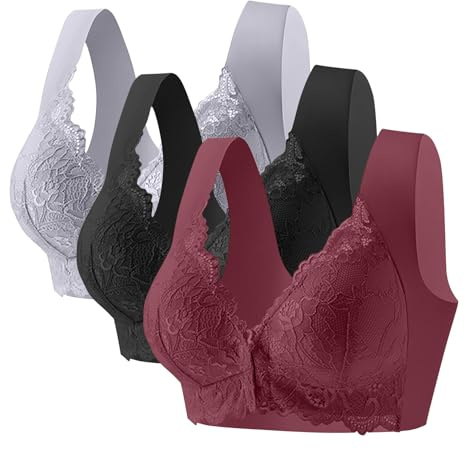 Soutien Gorge Invisible sans Armature Dentelle Dos Nu Push Up Soutien Gorge Fermeture Devant Maintien Extreme Couverture Complète Minimiseur Brassière Femme Comfort Everyday