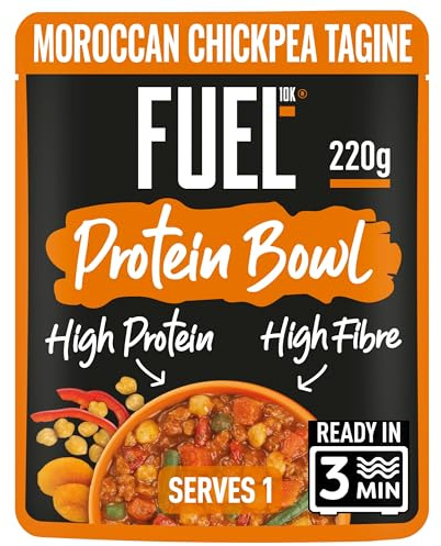 FUEL10K High Protein Moroccan Chickpea Tagine Microwave Ready Meal, 220 g (Pack of 6)