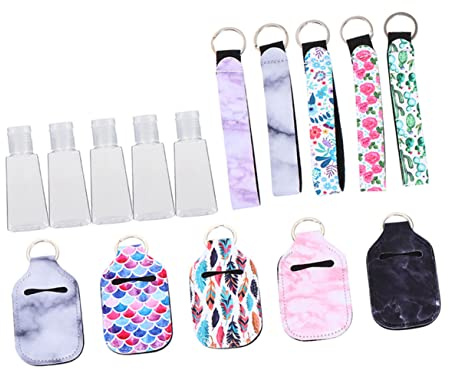 ERINGOGO 5Pcs Portable Travel Bottles with Covers and Wrist Straps Refillable Neoprene Liquid Containers for Shampoo Lotion Essential Oils Suitable for Men and Women the Go