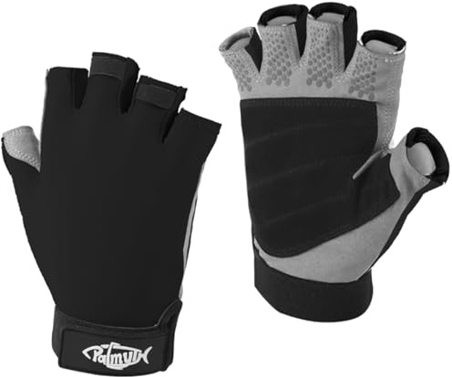 Palmyth UV Fishing Gloves Sun Protection Fingerless Kayaking Glove Men Women UPF 50+ SPF for Sailing, Hiking, Paddling, Canoeing, Rowing, Driving (Black, Medium)