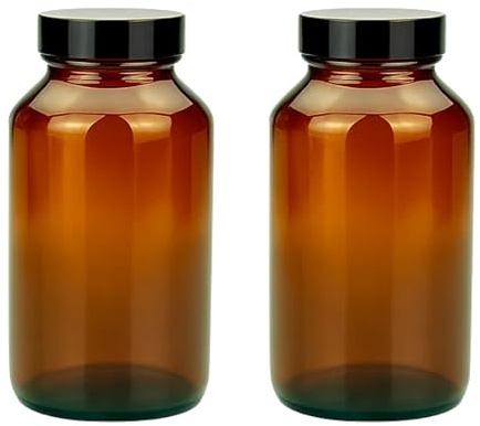Devitre 2x braune Glasdose 250 ml Tablettenglas mit Schraubdeckel