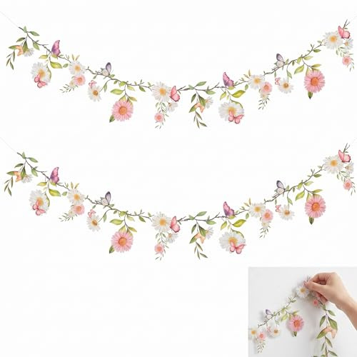 BCHMN Ghirlanda di Fiori 2M, Festone con Fiori in PVC Colorati per Decorazioni Feste, Compleanno, Matrimonio, Baby Shower e Arredamento Cameretta Bambini