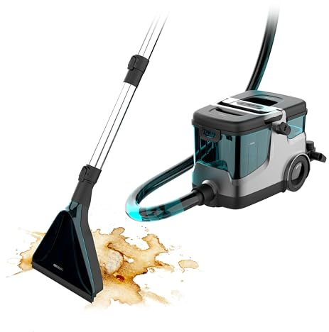 Cecotec Aspirapolvere Lavatappeti Conga CarpetClean 30000 Steam. Potenza 2200 Watt, Aspirazione 18 kPa, Vapore e Acqua calda, Raggio di 8 Metri, grande Serbatoio, Ruote integrate, Igiene imbattibile