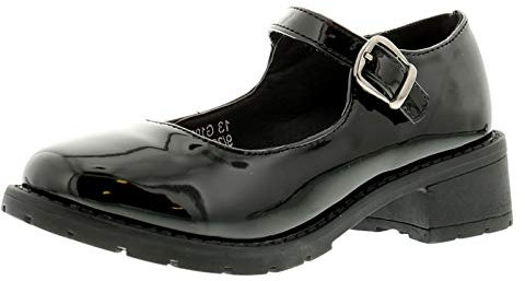 Miss Riot Dolly Girls School Shoes Black/Patent 3 UK