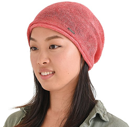 CHARM Bonnet Tombant Été 100% Lin Tricoté, Rouge