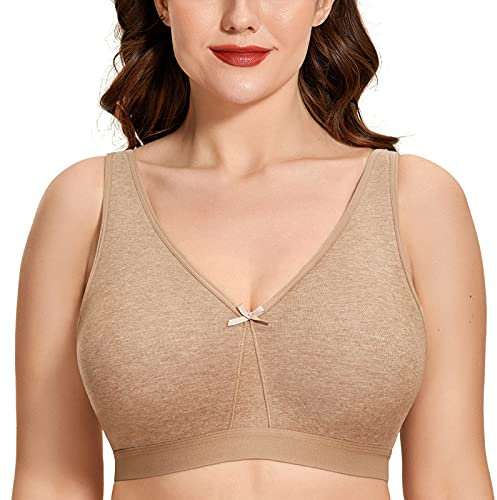 AISILIN Donna Reggiseno Cotone Senza Ferretto Copertura Totale Morbido Senza Imbottitura Taglie Forti Gallinaccio 5B