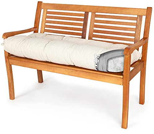Spatium Bankauflage abnehmbar Bezug wasserdicht gesteppt Bankkissen Bankpolster Polsterauflage Auflage für Gartenbank 30 Größen zur Auswahl 7 Farben(170 x 50 x 10cm Beige)