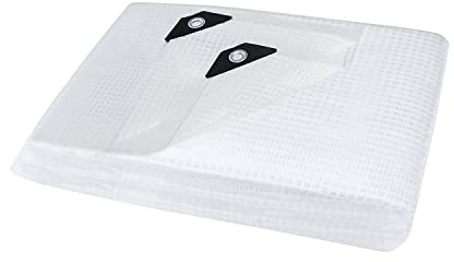 ANSIO Tarpaulin 4m x 4m Water-resistant 90 GSM Tarp - Mesh Clear
