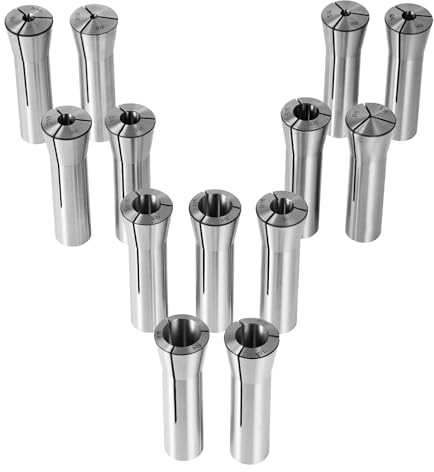 VEVOR Pinces de Serrage de Précision R8 13PCS 1/8''-7/8'' 3,2-22,2 mm Acier Allié 45# TIR 0,0012/30 μm avec 13 Boîtes de Rangement Étiquetées, pour Fraiseuse, Perceuses, Aléseuses, Centre d'Usinage