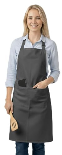 LivinEase Aprons for Women & Men – Adjustable Apron with 2 Pockets, Kitchen Apron for Cooking, Baking, BBQ, Gardening – Charcoal