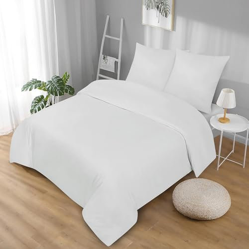 Softex Royal Bettwäsche Set 135x200 cm – 2-teilig (1 Bettbezug + 1 Kissenbezug 80x80 cm) – 100% Baumwolle – hautfreundlich & 60° waschbar – YKK Reißverschluss – Oeko-TEX Zertifiziert Weiß