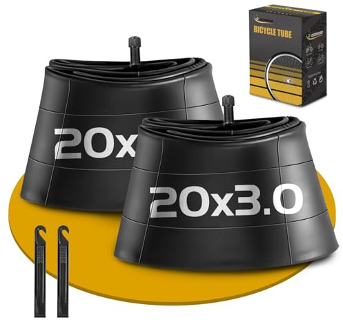 2 Pack 20 x 3.0 Fat Tire Tube Schrader Valve, Puncture Proof Bike Tubes for 20 x 3 Bicycle Tire, Butyl Rubber Inner Tube for EBike/Electric Bike/Mountain Bike