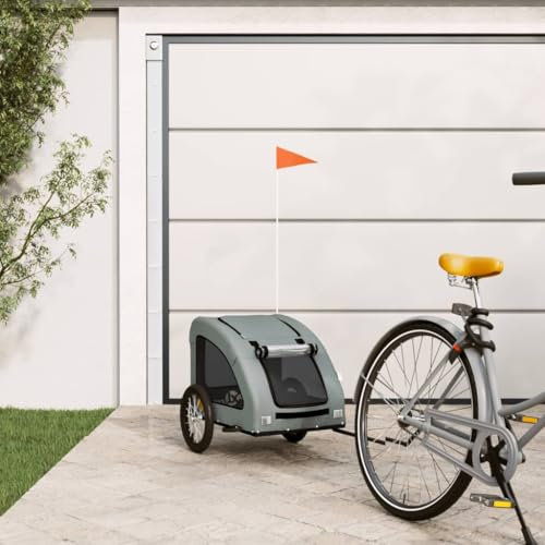 ShGaxin Cykeltrailer för hundar järn och grått oxfordtyg, hundcykeltrailer, lastcykel trailer-93958