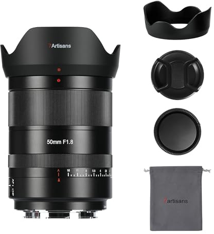7artisans AutoFocus 50 mm F1.8 fullformatobjektiv, F1.8 stor bländare, stöder automatisk/manuell bländare och ansikts-/ögonigenkänning, kompatibel med Leica/Panasonic LUMIX S/Sigma L