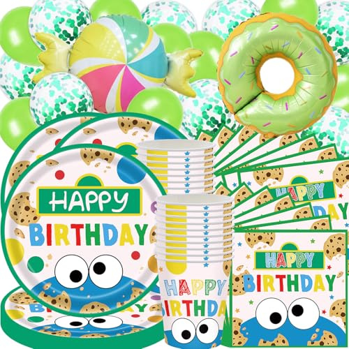 Lot de 78 pièces de vaisselle de fête à biscuits pour enfants, motif dessin animé, décoration de fête d'anniversaire, vaisselle aquarelle comprenant assiettes, tasses, mouchoirs, serviettes, nappe