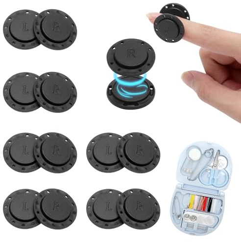 KQDRAVINE 6 Paar Magnetknöpfe, Druckknöpfe zum Annähen, Taschenverschluss Nähzubehör, Magnete zum Einnähen, Magnetverschluss Kit mit Nähset für DIY Kleidung Taschen Rucksack Reisen (26mm)