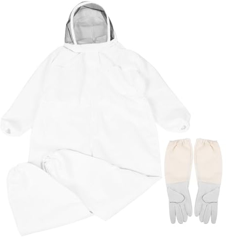Hohopeti Combinaison D’Apiculteur Intégrale en Coton Épais Xl avec Moufles Tenue D’Apiculture Respirante et Ventilée Protection Complète les Piqûres D’Abeilles pour Apiculteurs