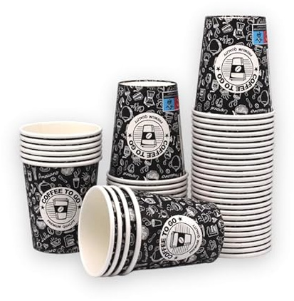 storage100 1000 Stk. Pappbecher 200ml Kaffeebecher 0,2l 8oz Coffee to Go geeignet für Heiß- und Kaltgetränke Kaffee Becher (Schwarz)