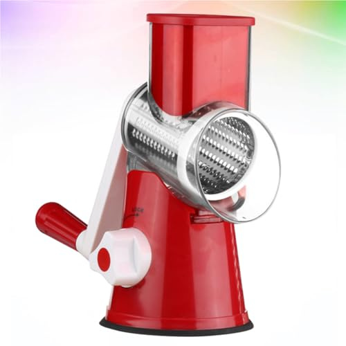 JECOMPRIS Coupe-légumes Multifonction à Manivelle Rotative 1 Pièce Rouge, Trancheuse à Carottes et Pommes de Terre Râpe Intégrée, Outil Cuisine Pratique pour Légumes Variés, Usage Maison