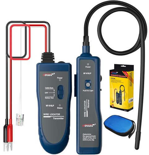 NOYAFA NF-816LP Underground Wire Locator, Pet Fence & Electrical Cable Tracker, Find Breaks in Buried Wires, Network & Irrigation Line Finder, Rechargeable, LED Flashlight