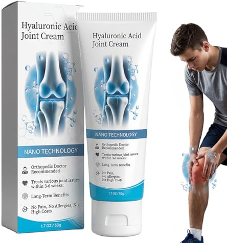 Crème Articulaire à l'Acide Hyaluronique 50ml, Crème Réparatrice et Apaisante pour Articulations, Améliore la Mobilité et la Flexibilité, pour Genoux, Dos, Cou et Mains, Absorption Rapide