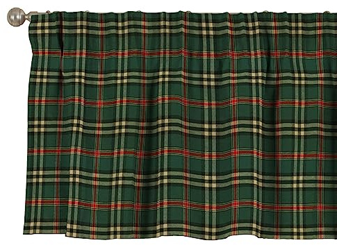 Dekoria Cortina corta con cinta fruncidora (390 x 40 cm), color verde y rojo