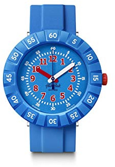Flik Flak Unisex Analog Schweizer Quarz Uhr mit Kunststoff Armband FCSP096, Blau