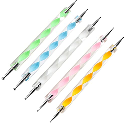 5 Stück Dotting Pen Nail Art Dotting Tools/Spot Swirl - Nail Design Marbleizing Werkzeug Pen für Punkte und zum Marmorieren von Hanyousheng