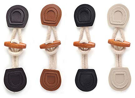 Anyasen Knebelknöpfe 16 Paar Leder Horn Knebelverschlüsse Holz Knebelknöpfe mit Verschluss Nähknöpfe für Nähen für Dufflecoat Mantel Handwerk DIY Dekoration,4 Farben,16cm