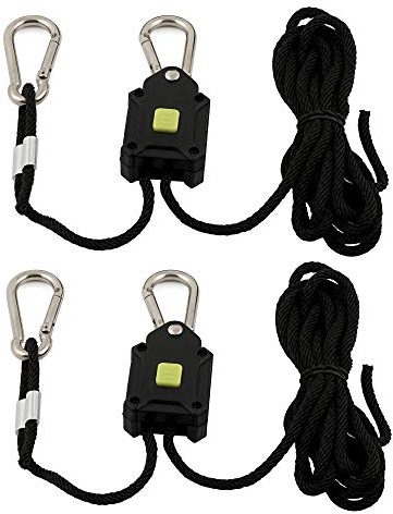 Zelsius Seilratsche Rope Ratchet (2 Stück) | belastbar bis 68 kg pro Paar | Seilzug Ratsche mit 4 Karabiner Haken für Lampen Reflektoren Ventilatoren Lüfter Pflanzen | Handseilwinde, Greifzug
