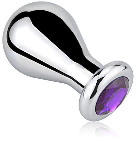 SXOVO Plug Anal Metal Plug Anales con Diamante Violeta Dilatador Anal tipo Bulbo Sexo Anal Butt Plug Juguetes Sexuales para Hombre Mujer Pareja (L)