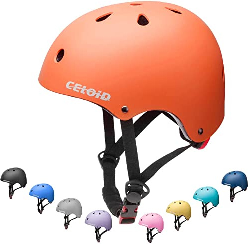 CELOID Kids Bike Helmet,Toddler Skateboard Helmets for Age 5-8-9 Years Boys & Girls,Adjustable Multi-Sport Bicycle Skateboarding Roller Inline Skating Scooter Rollerblade Cyling Helmet,Orange