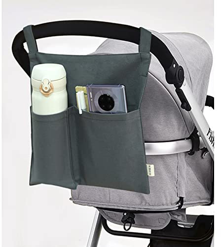 CHWSDT Organizer Laterale per braccioli della Sedia, Carrello per Bambini, Custodia per Bottiglia d'Acqua, Porta Cellulare per sedie da Campeggio, Sedia a rotelle reclinabile,Dark Grey