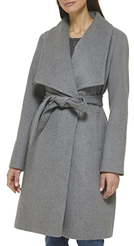 Cole Haan Womens Belted – Classically Elegant For Year-round Style Wool Blend Coat, Charcoal, 6 US