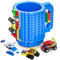 DAYMOO Build-on Bricks kaffeebecher, Lustige tassen, Kreative DIY kaffeetassen Baustein tasse kinder, Geschenkideen für Männer Kinder, N-Blau