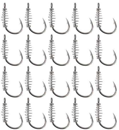 eMagTech 20X Hameçons de Pêche à Ressort Hameçons en Acier à Haute Teneur en Carbone avec Hameçons de Pêche Pivotants à Ardillon à Ressort en Métal Adaptés à La Truite Et à La Carpe Power Bait