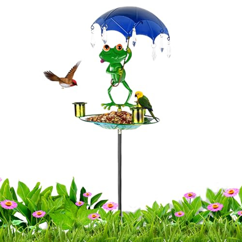 Distributeur de Nourriture pour Oiseaux d'Extérieur | Bain d'oiseaux Extérieur en Métal | Bols à Compartiments Séparés pour Nourriture Animale - Perruches, Perroquets et Aras