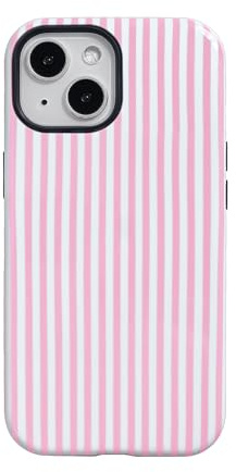 Reownest Compatible with iPhone 13/14 Case, Cute Color Striped Aesthetic Design Phone Cases Soft TPU Hard PC Shockproof Protective Cover for Girls Women -Pink