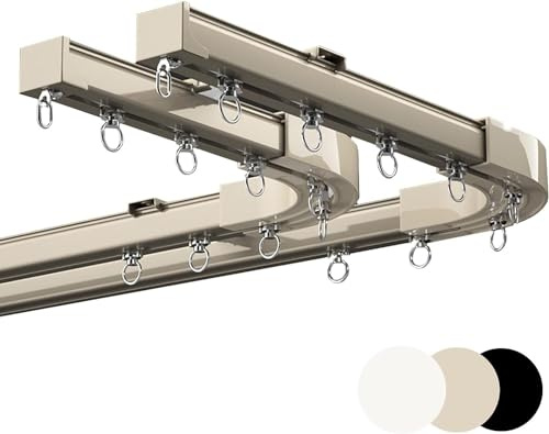 Bastoni per tende da soffitto in alluminio per arco, binario singolo/doppio con angolo di 90 gradi, elegante finitura in metallo, perfetto per l'arredamento elegante della casa