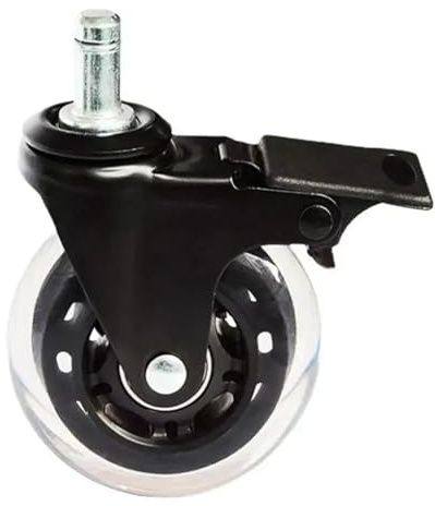 Roulette kontorsstol universella tysta hjul för kontorsstol, 2,5, 3,4 tum, transparenta industriella mobila bromshjul (bromstyp, 3 tum-stång 11 mm)