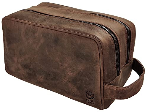 Beauty Case Pelle Uomo - Trousse da Toilette Viaggio Pelle Pieno Fiore
