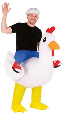 AirSuit® Costume gonfiabile da pollo | Costume eccentrico | Qualità Premium | Taglia per adulti 160 a 190cm | Poliestere | Confortevole | Resistente | Sistema di gonfiaggio incluso | OriginalCup®