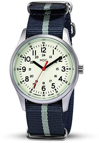 Infantry MDC - Reloj militar que brilla en la oscuridad para hombre, 12/24 horas, para deportes al aire libre, resistente al agua, con correa de la OTAN