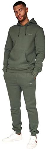 Crosshatch full tracksuit Hooded Fleece Sweatshirt Zip Up Hoodie Jacket Sweatpants Joggers by Jeanbase Khaki L